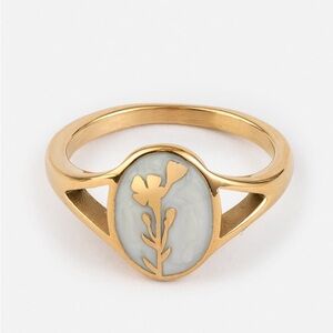 Gold and Gray Floral Women's Ring